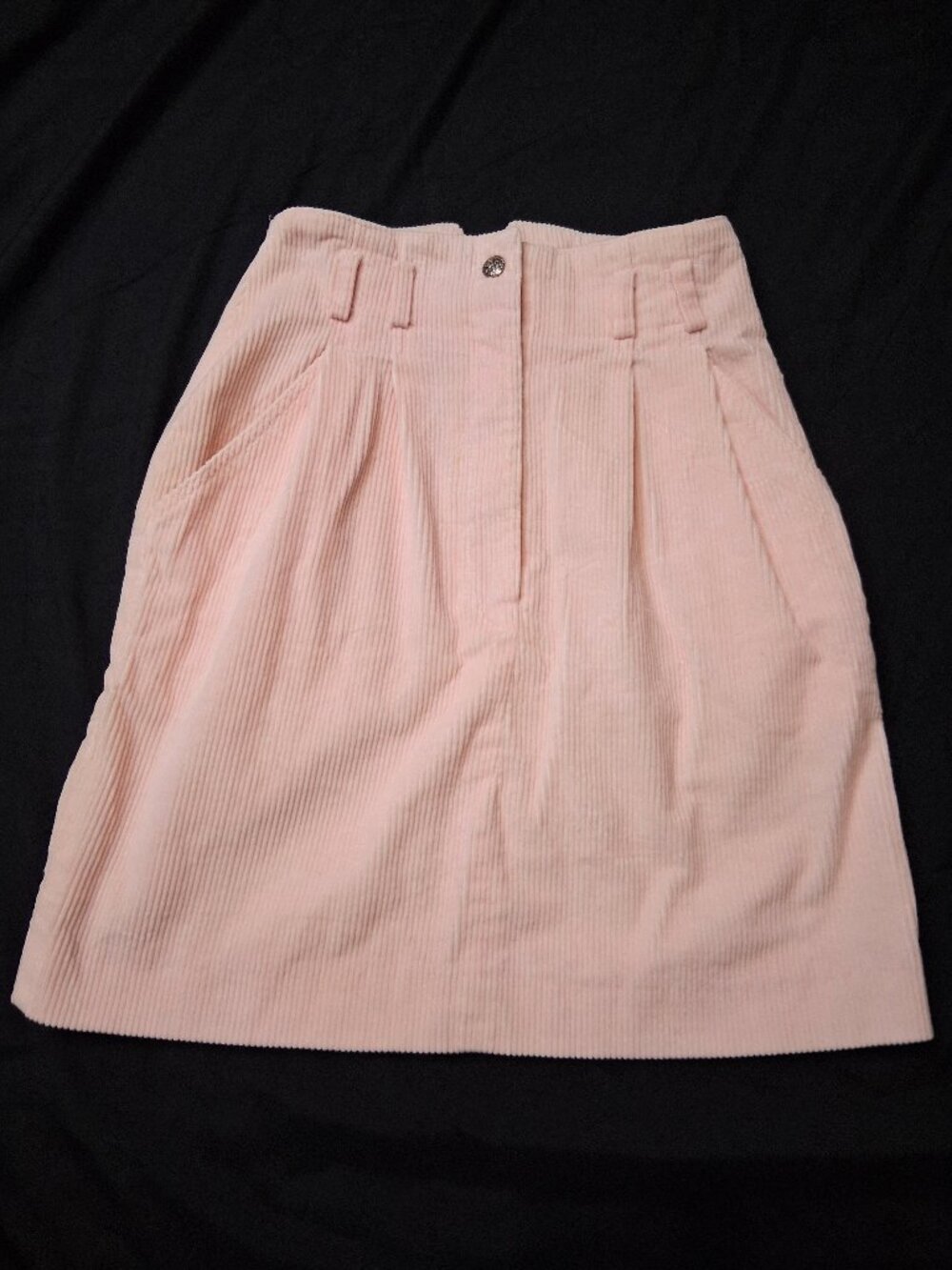 Vintage 80s Pandora Pink Corduroy Pleated Mini Skirt Size 9/10 Fits XS Small